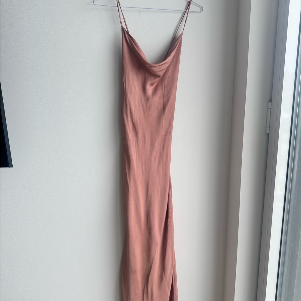Bardot Blush Satin Slip Dress – Size US 6 – Strappy Back – Flawed